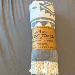 Gray and Cream Beach Towel